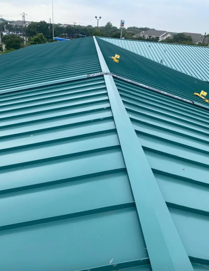 Green commercial metal roof ridge and valley for Metal Roof Repair in San Leandro